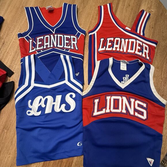 Lot Cheerleading Cheer Uniforms Costumes Cheerleader Blue Red Varsity 11 Pieces - Picture 5 of 14